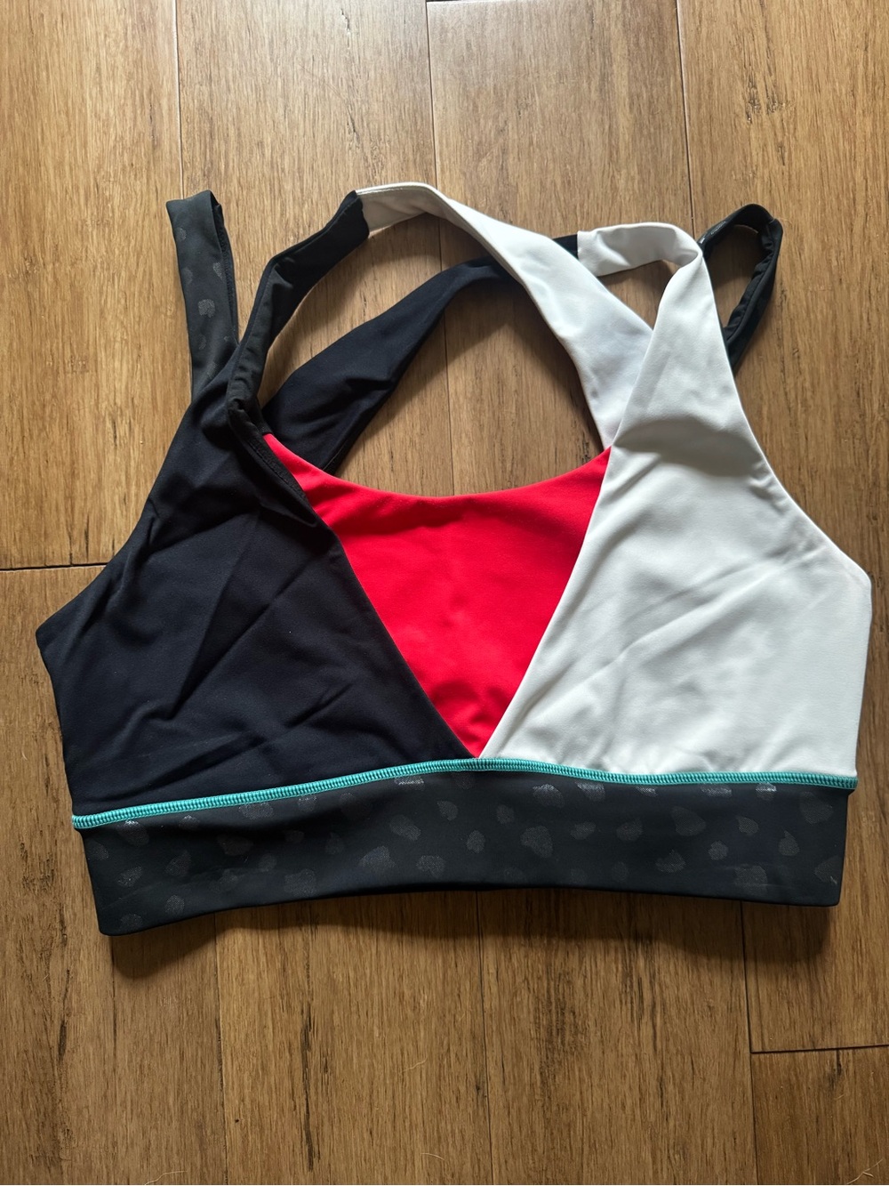 Crowned Athletics Large Sports Bra - Red, Black & White